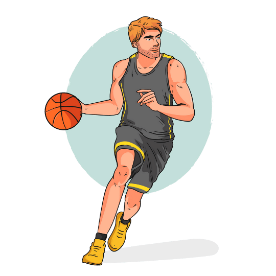 Basketball player dribbling the ball